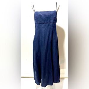 American Living linen dress circular blue summer costal beach resort Women’s 14